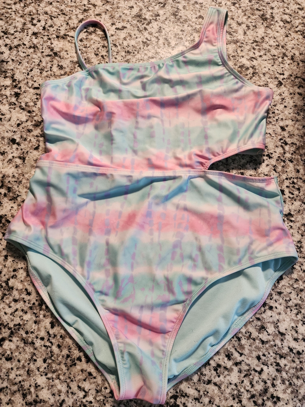 Wonder Nation Pastel Tie-Dye One-Piece Swimsuit in Pink, Blue